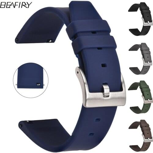 BEAFIRY Soft Silicone Watch Band Strap 18mm 20mm 22mm Waterproof Watchband for Men Women Belt Black Blue Brown Grey Green