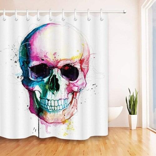 Skull Halloween Shower Curtain Set Polyester Fabric Hooks