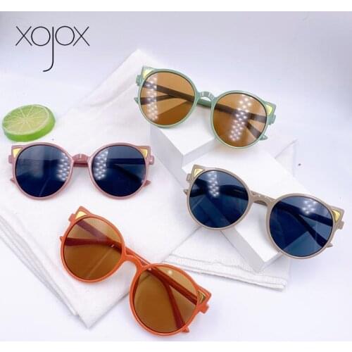 XojoX Fashion Round Children Sunglasses Boys Girls Cute Cat Ear Sun Glasses Vintage Cool Kids Eyeglasses Lovely Baby Goggles