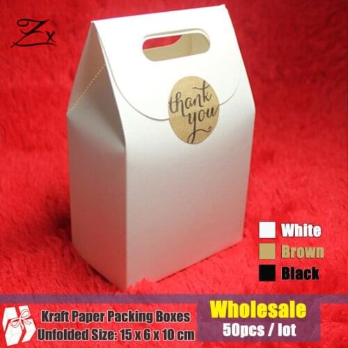 Wholesale 50pcs/lot Cheap Mini Kraft Packing Bag Sweet Gift Bag White Paper Bag Mini Cake Cookies Bag 9.5x5.8x15cm Free shipping