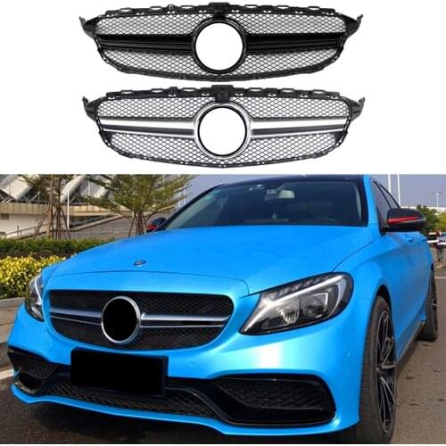 Front Bumper Racing Grill Billet Grille Cover For Mercedes-Benz W205 C-Class 2015-2018 AMG Style