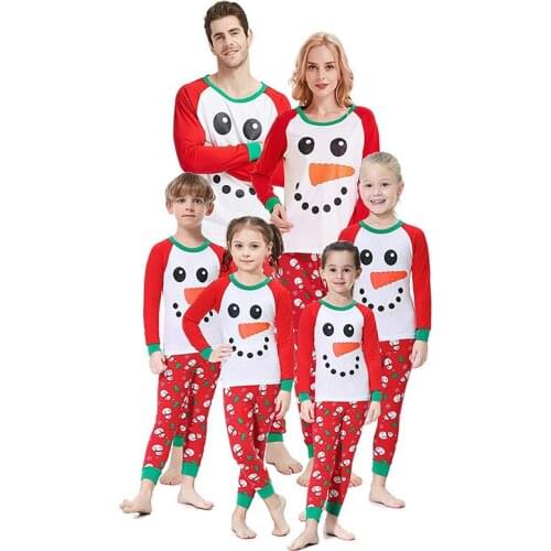 Family Christmas Casual Cute Homewear Lovely Print Adult Family Matching Clothes Women Kids Snowman Family Clothes Sleepwears