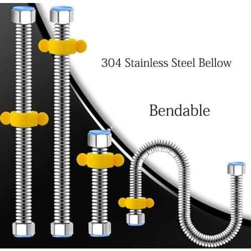 304 Stainless Steel Bellows Tube Basin Toilet Water Pipe 1/2" Plumbing Hot Cold Hose Bathroom Heater Connector Corrugated