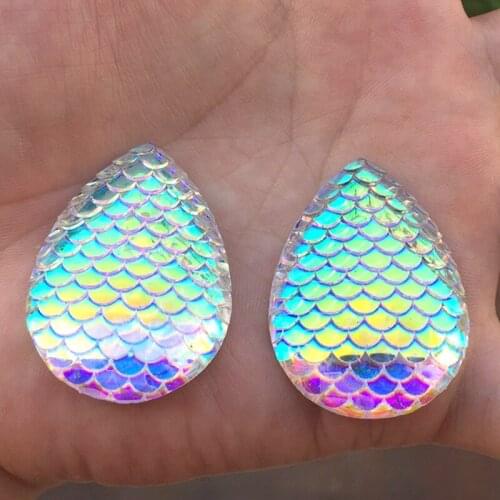 Thickness 6.7mm 20pcs 29*40mm Snake Scale/ scale Flatback AB Resin Stone strass,Flatback crystal Resin Rhinestone -S580*5