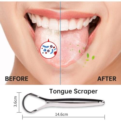 Y-Kelin Stainless Steel Tongue Scraper 4/Pcs Clean Coating Metal Srapes Reusable & Ecofriendly Brush Fresh Breath