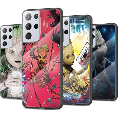 Baby Groot Cutest Tempered Glass Cover For Samsung Galaxy S21 Plus Ultra M21 M31 M51 A52 A72 Phone Case Coque