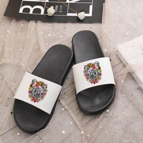2021 Womens Non-slip Slides Harajuku style pug dog cute pattern print slippers Vouge Women Spring Summer Beach Cool Open Toe