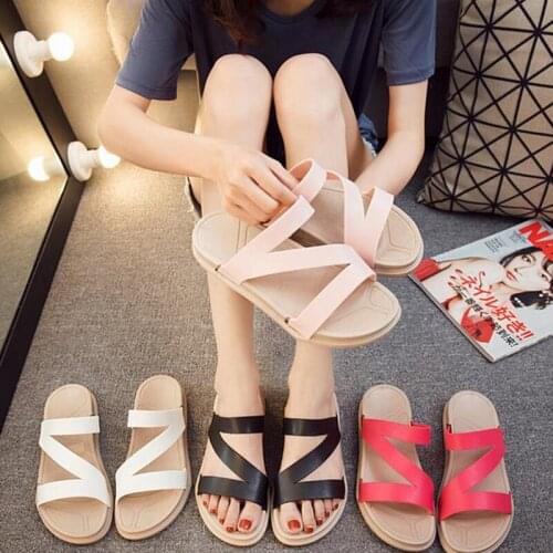 Jinsen Aite Womens Casual PU Sandal Cross Design Slippers Comfortable Outside Sandal New Fashion Non Slip Beach Slippers JS814