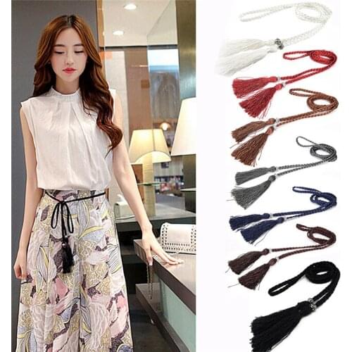 Women Belt Leather Casual Thin Belt Style Candy Colors Hemp Rope Braid Belt Female Belt For Dress
