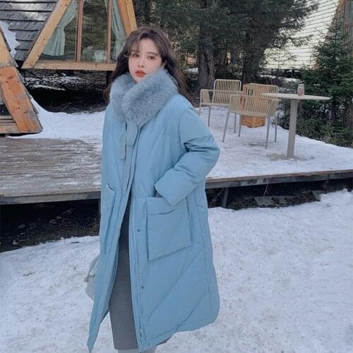 Down Jacket Women Thick Down Jacket Winter New Fashion Fox Fur Collar White Duck Down Jacket Korean Loose Warm Outerwear Hot