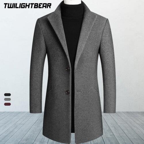 Winter Jacket Men Wool Blends Coats Oversized Solid High Quality Thicken Woollen Jacket Mens Clothing Overcoat AFJ01
