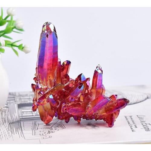 Wholesale Natural Crystal Quartz Electroplated Colourful Column Reiki Mineral Ore Or Ornaments Aquarium Home Decor Healing Stone