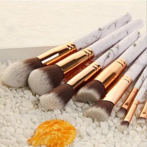 10Pcs/Set Professional Makeup Brushes Marbling Handle Eye Shadow Eyebrow Lip Eye Make Up Brush Comestic Tools 100sets