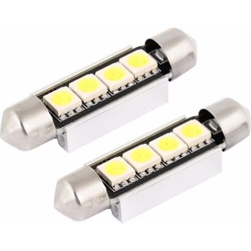 2PCS 41mm C5W C10W 4 SMD 5050 LED CANBUS NO ERROR Car Light Festoon Lamp White parking Bulb DC 12V 2X