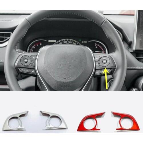 For Toyota Rav4 2019 2020 2021 2pcs Car Steering Wheel Decorative Stickers Cover Car Styling Body Detector Auto Accessories