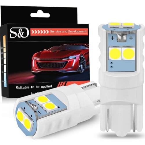 2Pcs Ceramic T10 Led W5W Canbus Bulb 168 194 Error Free LED 6SMD 3030 Car Side Marker Light License Plate Lamp 6000K White 12V