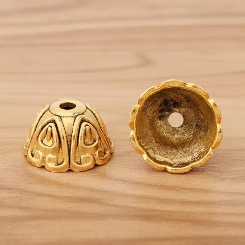 20 Pieces Antique Gold Tone End Caps Beads for Bracelet Necklace DIY Jewelry Making Findings Accessories 20x11mm