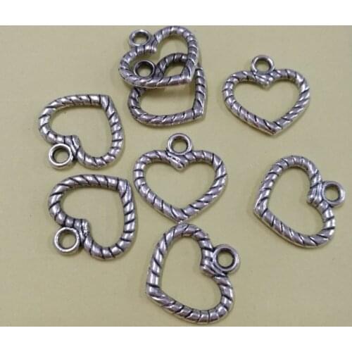 20PCS Tibetan Silver color heart CHARMS X0140