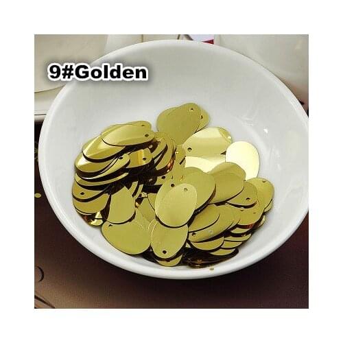 400pcs/lot 12*20mm Large Oval Egg Shape Sequins PVC Sequin Flat With Side Hole Belly Dance Garment Women DIY Golden Confetti