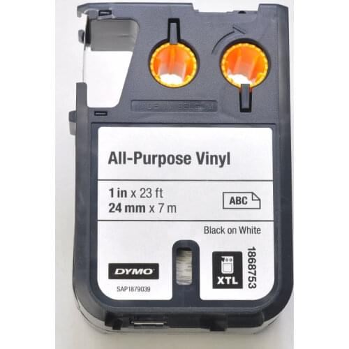 5pcs Dymo XTL 300 XTL 500 1868753 XTL All-Purpose Vinyl 24mm Black on White SAP1879039