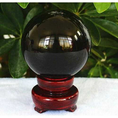 50mm Asian Rare Black Obsidian Sphere Large Crystal Ball Healing Stone #55437