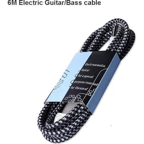 6M Electric Guitar Bass Cable Oxygen Free Copper connecting lines musical instrument connector wire Audio Cobles free shipping