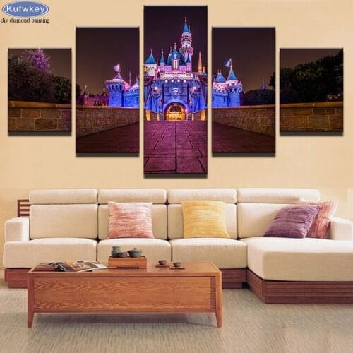 5d Full Square/Round Drill DIY Diamond Painting 5 Piece Castle Night Landscape Cross Stitch Handcraft Embroidery Mosaic Pictures