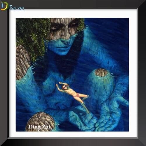 Diamond Painting Kits Abstract Beautiful Woman Sea Swim 5D Diy Cross Stitch Diamond Embroidery Art Handwork Gift Home Decoration