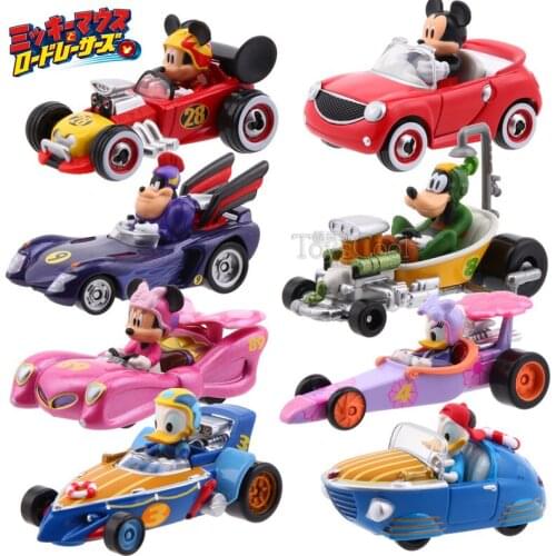 Tomy Cars MRR Fantastic Team Daisy Donald Duck Mickey Goofy Peete Minnie Retro Racing Alloy Car Model Toys Scene Props