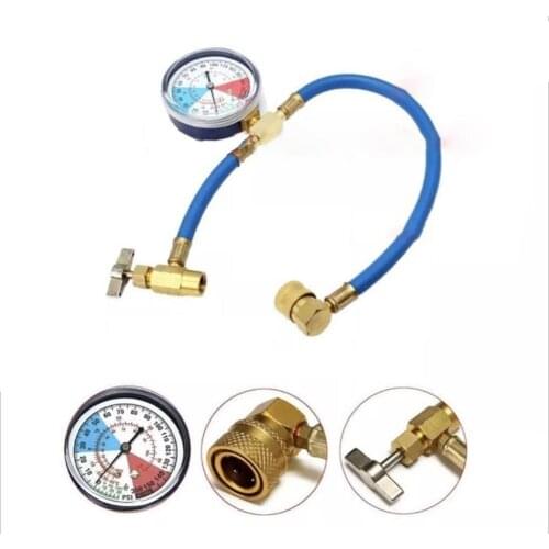 Car Automotive Air Conditioning Refrigerant R134A Hose Detection Supplement Tube Plus With Car Pressure Gauge Car Accessories