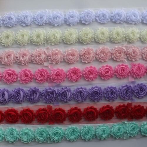 Free ePacket 17y 2.5" Shabby Flower for Girls Hair Accessories,Headband Flower for Kids,Chiffon Frayed Flowers for Hair Clips