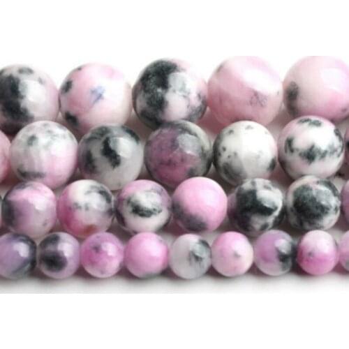 Natural Round Pink Zebra Loose Bead 4/6/8/10mm for DIY Jewelry Making Bracelet Accessories