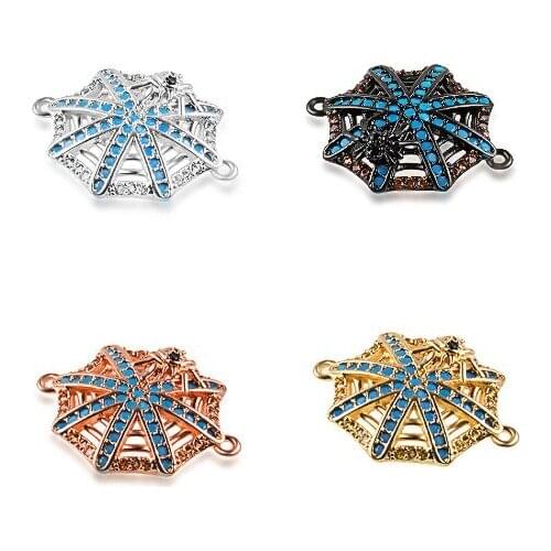 17*21mm Spider web crystal micro pave cz zircon cubic zirconia beads DIY necklace charm bracelet connectors making 3f3e