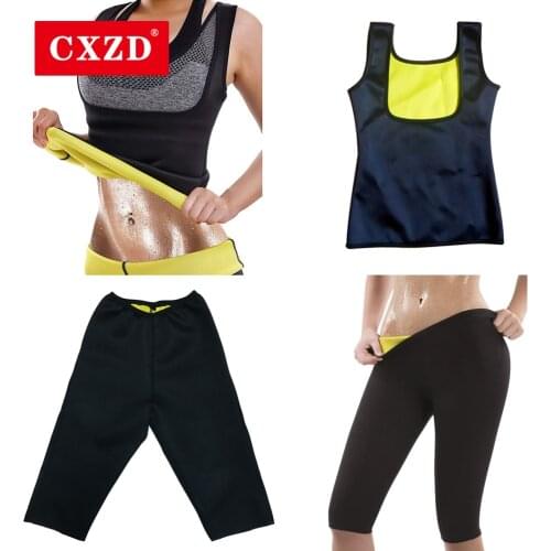 CXZD Neoprene Body Shaper Womens waist trainer Slimming Pants + Vest Super Stretch Super Lose Weight control pant