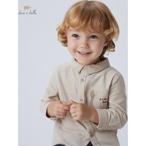 DBX18478 dave bella autumn fashion baby boys cartoon letter shirts infant toddler tops children high quality clothes