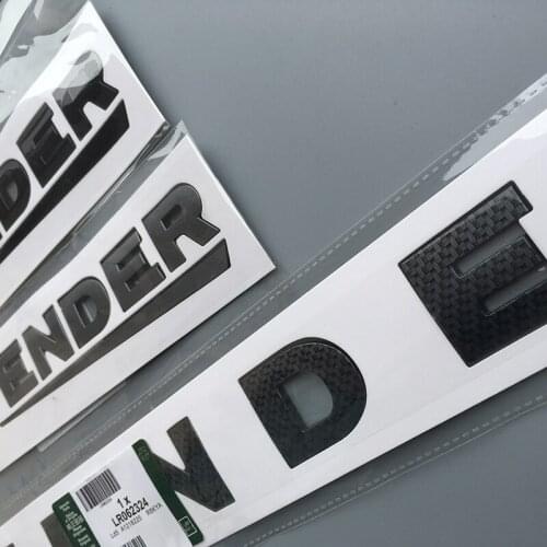 For DEFENDER Offroad DIY Letters Emblem Glossy Black Carbon Fiber Badge Car Styling Refitting Front Hood and Lower Trunk Sticker