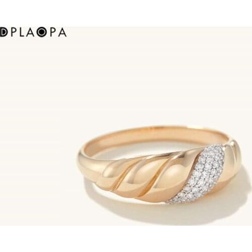 DPLAOPA 925 Sterling Silver Pave Zircon CZ Croissant Dome Ring 2021 Wedding Screw Fine Jewelry Fashion Round Wedding Jewels