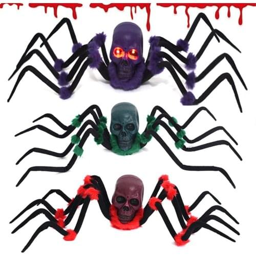 Electric Toy Skull Telescopic Crawling Spider Electric Voice Control Props Tricky Halloween Horror Party Theme Decoration