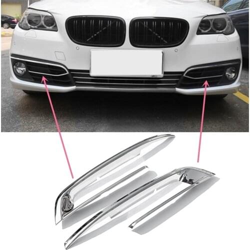 Chrome Front Fog Lamp Frame Decoration Cover Trim Strip Exterior Accessories for BMW 5 Series 520I 528I F10 2014-17