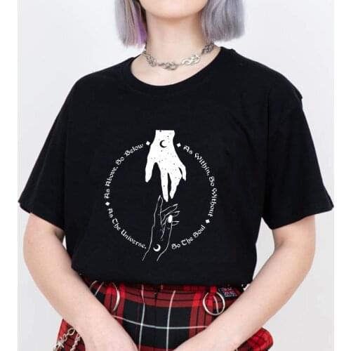 As Above So Below As Within So Without T-shirt Spiritual Hand Of Universe Graphic Tops Aesthetic Women Wiccan Astrology Tshirt
