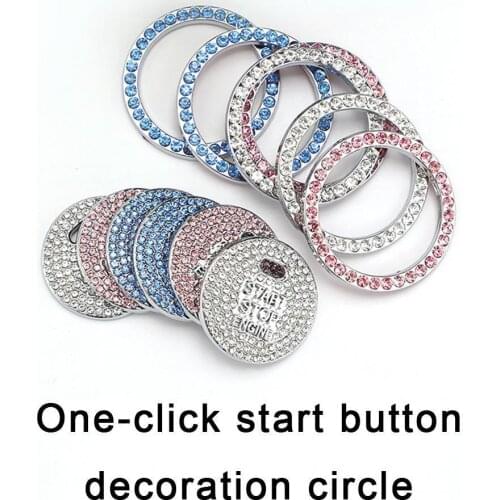 Car One-click Start Button Crystal Matching Button Diamond Decoration Strip Cars Circle Suv Cars Start Button Sticker Crystal