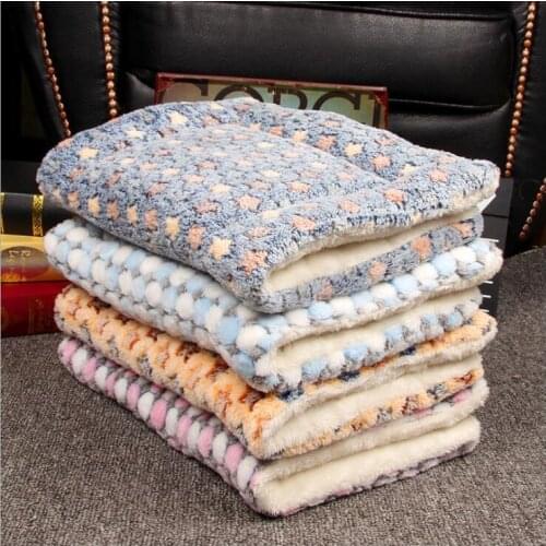Pet Dog Bed Fleece Pet Blanket For Dogs And Cats Bed For Big Dogs Print Cat Mat Soft Cushion Warm Quilt Cotton Sleep Mat