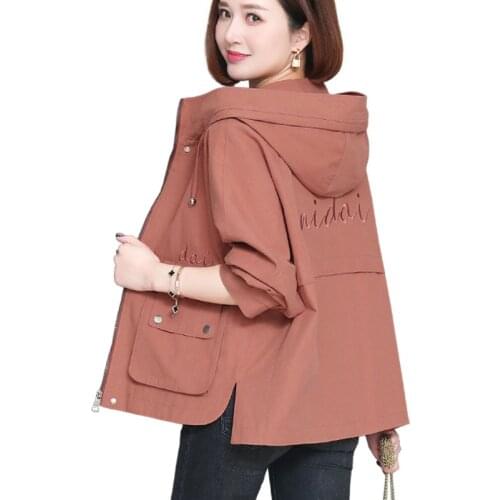 Womens Jacket 2021 New Spring Causal Famale Jackets Long Sleeve Hooded Windbreaker Basic Coats Zipper Lightweight Outerwear
