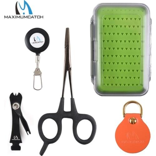 Maximumcatch Fly Fishing Box Accessory Combo Line Nipper/Forceps/Zinger/Leader Straightener Fishing Tool Kit