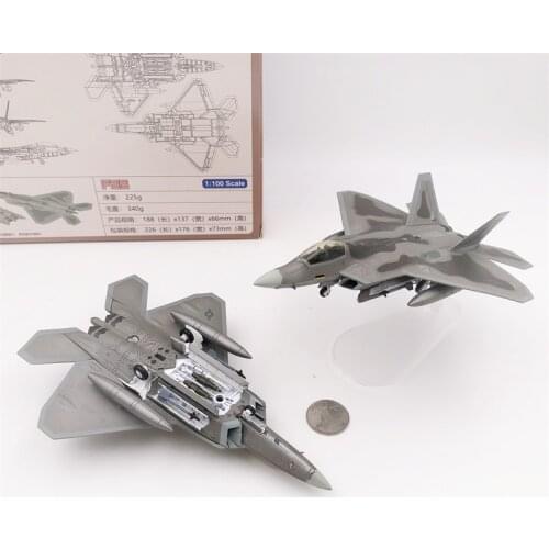 Wltk USAF F-22 Raptor Stealth Fighter Battled Version 1/100 Diecast Model