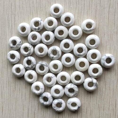 Fashion good quality natural white turquoises round shape big hole beads for Charms Bracelet 50pcs/lot wholesale free shipping