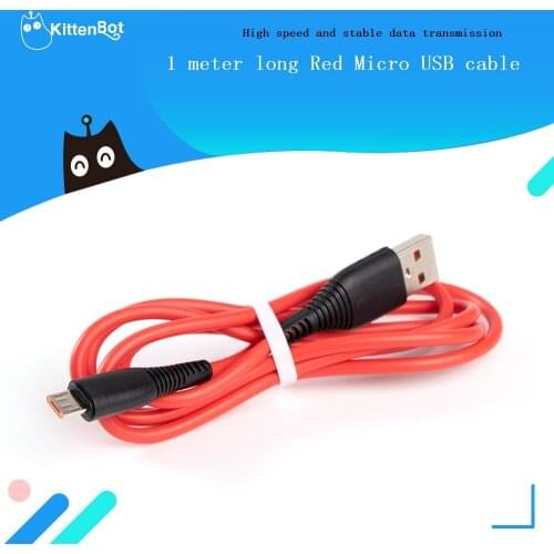 Original micro USB cable from Kittenbot for Kittenblock Program, Red, 1meter long, High speed transmission for meowbit