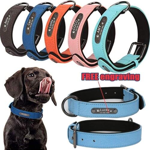 Personalized Dog Collar Leather Pet Tag Collar for Dogs Big Dog Collar for Small Dogs Wide Custom Large Dog Collar Pet Product