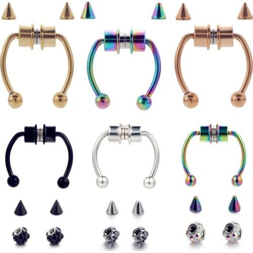 2021 Fake Piercing Nose Ring Alloy Nose Piercing Hoop Septum Rings for Women Body Jewelry Gifts Fashion Magnetic Fake Piercing