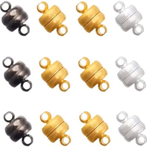 10Sets Flat Round Magnetic Clasps for Leather Cord Bracelet Necklace Connectors Diy Jewelry Making 11x7mm